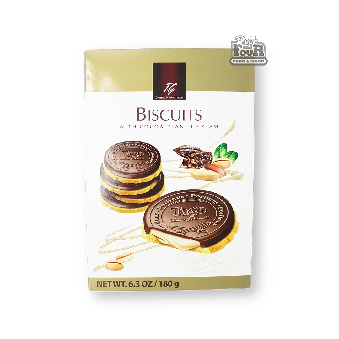 Печенье «Tago Biscuits» в шоколадной глазури с арахисово-какао кремом 180г
